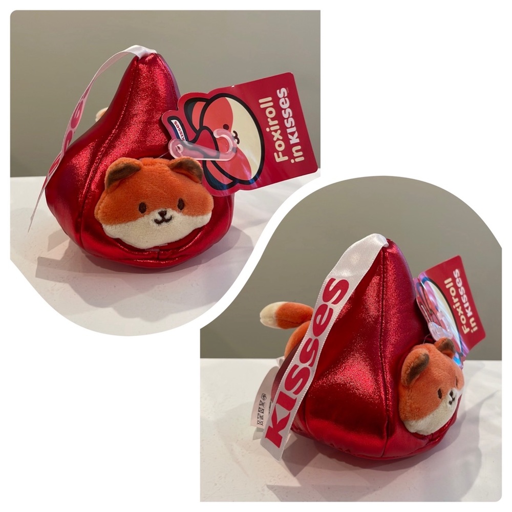 NWT 4” Mini Foxiroll in a Red Hersheys Kisses Chocolate Plush by Anirollz